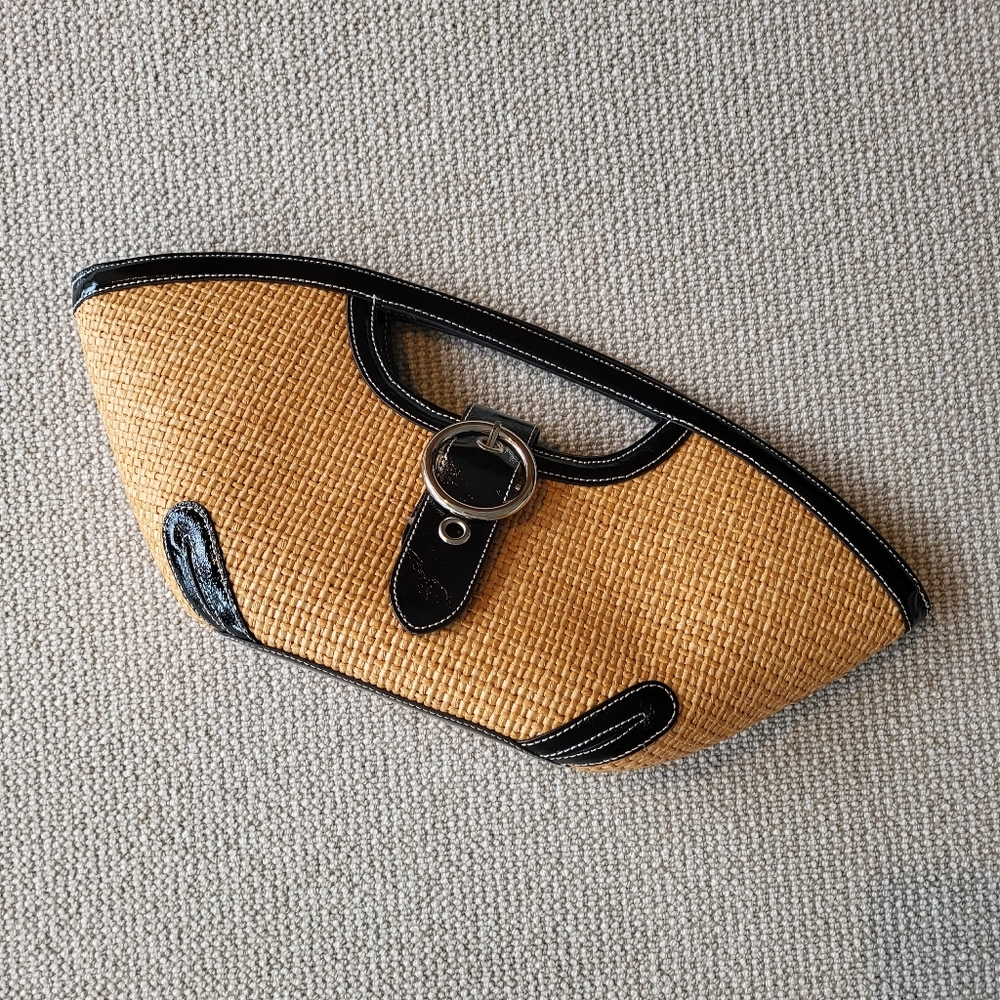 Maxximum Woven & Leather Circle Handle Handbag